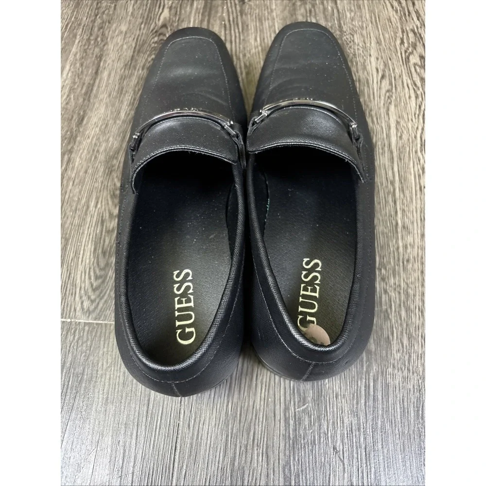 Guess Slip On Loafers Men's 10.5 Black Square Toe Dress Shoes